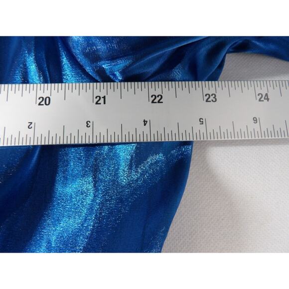 Xscape Woman By Joanna Chen 22W Silky Blouse Royal Blue Rhinestone Artsy Formal - Picture 12 of 13